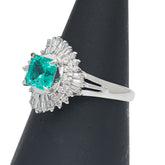 Pt900 プラチナ エメラルド1.00ct ダイヤ0.35ct リング 指輪 レディース 12号 【中古】