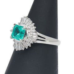 Pt900 プラチナ エメラルド1.00ct ダイヤ0.35ct リング 指輪 レディース 12号 【中古】