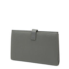 セリーヌ ラージ ストラップ ウォレット 長財布 グレー レザー レディース CELINE 【中古】