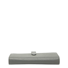 セリーヌ ラージ ストラップ ウォレット 長財布 グレー レザー レディース CELINE 【中古】