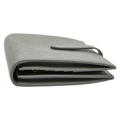 セリーヌ ラージ ストラップ ウォレット 長財布 グレー レザー レディース CELINE 【中古】