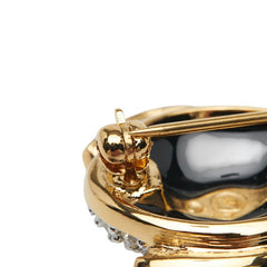 スワロフスキー てんとう虫 ラインストーン ブローチ ゴールド レッド メッキ レディース SWAROVSKI 【中古】