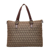 フェンディ ズッキーノ トートバッグ ブラウン キャンバス レザー レディース FENDI 【中古】