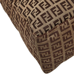 フェンディ ズッキーノ トートバッグ ブラウン キャンバス レザー レディース FENDI 【中古】