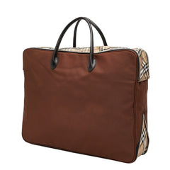 バーバリー ノバチェック ハンドバッグ ベージュ ブラウン ナイロン レザー レディース BURBERRY 【中古】