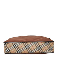 バーバリー ノバチェック ハンドバッグ ベージュ ブラウン ナイロン レザー レディース BURBERRY 【中古】