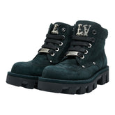 ルイ ヴィトン LVチェッカーライン ショートブーツ アンクルブーツ サイズ:9 DI1203 ダークグリーン ブラック ラバー ヌバックレザー メンズ LOUIS VUITTON 【中古】