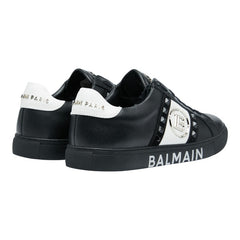 バルマン スタッズ ロゴ スニーカー サイズ:43 ブラック ホワイト レザー メンズ BALMAIN 【中古】