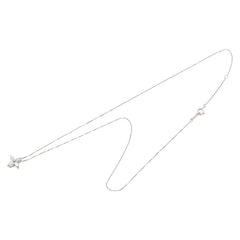 Pt900 プラチナ K18WG ホワイトゴールド コンビ ダイヤ0.38ct 花 フラワー モチーフ ベネチアンチェーン ネックレス レディース 【中古】