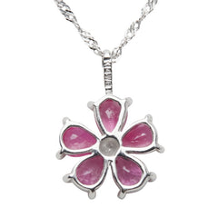 K14WG ホワイトゴールド ルビー フラワー 花 モチーフ ペンダントネックレス レディース 【中古】