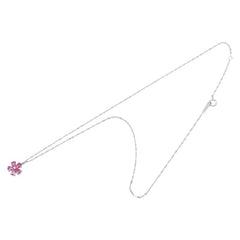 K14WG ホワイトゴールド ルビー フラワー 花 モチーフ ペンダントネックレス レディース 【中古】