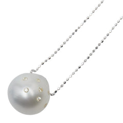 K18WG ホワイトゴールド ダイヤ 白蝶真珠13.7mm ルビー ペンダントネックレス レディース 【中古】