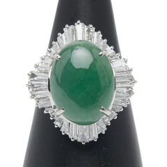 Pt900 プラチナ ヒスイ11.98ct ダイヤ2.13ct リング 指輪 レディース 13号 【中古】