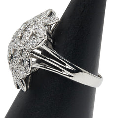 Pt900 プラチナ ダイヤ3.00ct 花 フラワー モチーフ リング 指輪 レディース 17号 【中古】