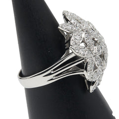 Pt900 プラチナ ダイヤ3.00ct 花 フラワー モチーフ リング 指輪 レディース 17号 【中古】