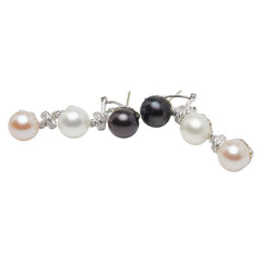 K14WG ホワイトゴールド パール9.2~9.5ct ダイヤ スイング ピアス レディース 【中古】