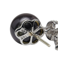 K14WG ホワイトゴールド パール9.2~9.5ct ダイヤ スイング ピアス レディース 【中古】