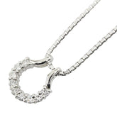 Pt900 プラチナ Pt850 プラチナ ダイヤ0.28ct サークル 馬蹄 モチーフ ベネチアンチェーン ネックレス レディース 【中古】