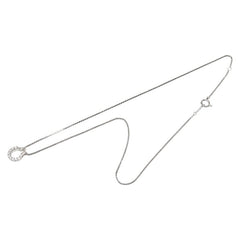 Pt900 プラチナ Pt850 プラチナ ダイヤ0.28ct サークル 馬蹄 モチーフ ベネチアンチェーン ネックレス レディース 【中古】