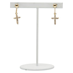 K18YG イエローゴールド ダイヤ0.30ct クロス 十字架 モチーフ ネジ式 イヤリング レディース 【中古】