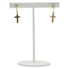 K18YG イエローゴールド ダイヤ0.30ct クロス 十字架 モチーフ ネジ式 イヤリング レディース 【中古】