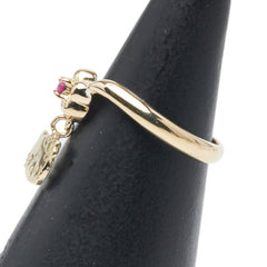 サンリオ K18YG イエローゴールド ルビー ハローキティ チャーム ピンキー リング 指輪 レディース SANRIO 2.5号 【中古】