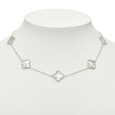 K18WG ホワイトゴールド 白蝶貝 クローバーモチーフ ネックレス レディース 【中古】