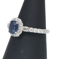 Pt900 プラチナ サファイア1.00ct ダイヤ0.57ct リング 指輪 レディース 11号 【中古】