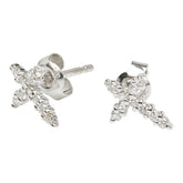 K18WG ホワイトゴールド ダイヤ0.20ct 十字架 クロス スタッドピアス レディース 【中古】