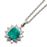 Pt900 プラチナ Pt850 プラチナ エメラルド2.22ct ダイヤ0.88ct ペンダントネックレス レディース 【中古】