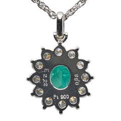 Pt900 プラチナ Pt850 プラチナ エメラルド2.22ct ダイヤ0.88ct ペンダントネックレス レディース 【中古】