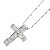 Pt900 プラチナ Pt850 プラチナ ダイヤ0.50ct クロス 十字架 モチーフ ネックレス レディース 【中古】