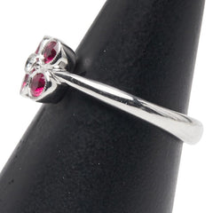K18WG ホワイトゴールド ルビー0.42ct ダイヤ0.03ct 花 フラワー モチーフ リング 指輪 レディース 12号 【中古】
