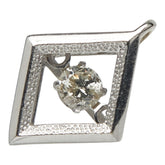 K18WG ホワイトゴールド ダイヤ0.10ct ひし形 モチーフ 1P ペンダントトップ レディース 【中古】