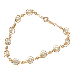 K18YG イエローゴールド アコヤパール5~5.5mm ブレスレット レディース 【中古】
