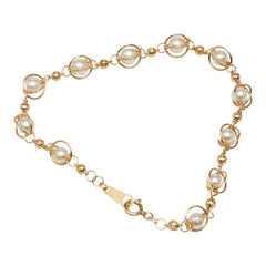 K18YG イエローゴールド アコヤパール5~5.5mm ブレスレット レディース 【中古】