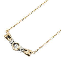 ゴールド K18YG イエローゴールド Pt900 プラチナ コンビ ダイヤ0.09ct ネックレス レディース 【中古】