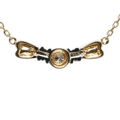 ゴールド K18YG イエローゴールド Pt900 プラチナ コンビ ダイヤ0.09ct ネックレス レディース 【中古】