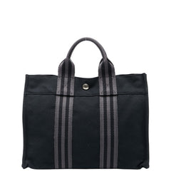 エルメス フールトゥ トートPM ハンドバッグ ブラック グレー キャンバス レディース HERMES 【中古】