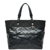 シャネル パリビアリッツ トートMM トートバッグ A34209 ブラック ラムスキン レディース CHANEL 【中古】
