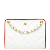 シャネル マトラッセ ココマーク チェーン ショルダーバッグ ハンドバッグ ホワイト レッド ラムスキン レディース CHANEL 【中古】