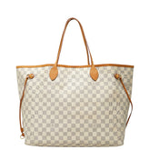 ルイ ヴィトン ダミエ アズール ネヴァーフルGM ワンショルダーバッグ トートバッグ N51108 ホワイト ブラウン PVC レザー レディース LOUIS VUITTON 【中古】