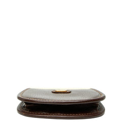 バリー がま口 コインケース ブラウン ゴールド レザー レディース BALLY 【中古】