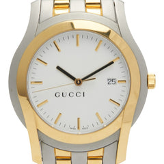 グッチ 腕時計 5500XL クオーツ ホワイト文字盤 ステンレススチール メッキ メンズ GUCCI 【中古】