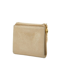 ステラマッカートニー ファラベラ 二つ折り財布 ベージュ ゴールド ポリエステル レディース Stella McCartney 【中古】