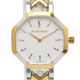 サンローラン オクタゴン 腕時計 2200-226313 クオーツ ホワイト文字盤 ステンレススチール メッキ レディース SAINT LAURENT 【中古】