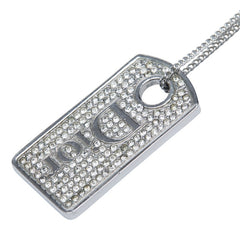 ディオール ロゴドッグタグ ペンダントネックレス シルバー メタル ラインストーン レディース Dior 【中古】