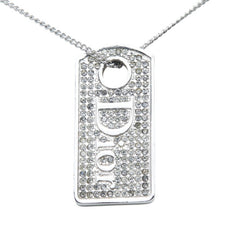 ディオール ロゴドッグタグ ペンダントネックレス シルバー メタル ラインストーン レディース Dior 【中古】
