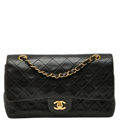 シャネル マトラッセ ココマーク Wフラップ チェーン ショルダーバッグ ハンドバッグ ブラック ラムスキン レディース CHANEL 【中古】