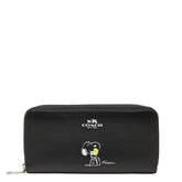 コーチ × スヌーピー 長財布 ラウンドファスナー F53773 ブラック レザー レディース COACH 【中古】